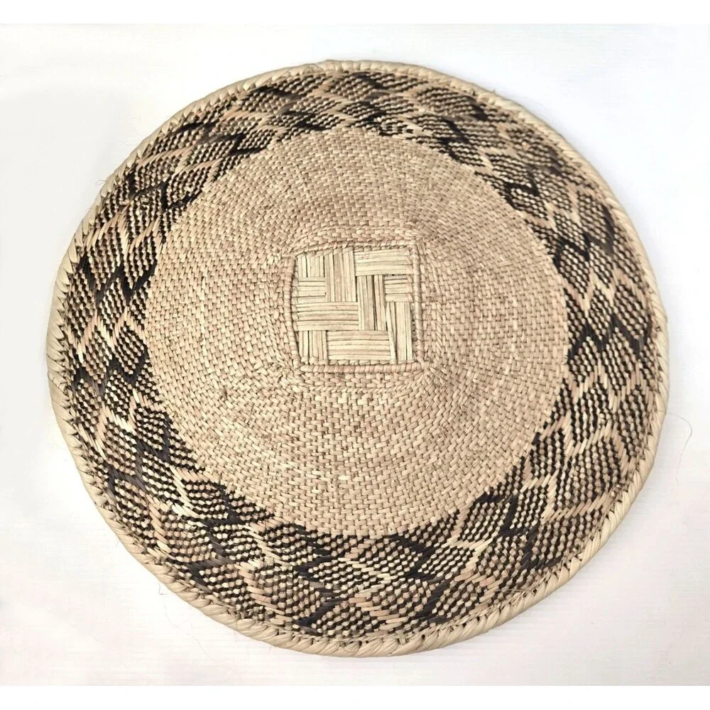 African Binga Tonga Wall Basket Table Platter Geometric Handwoven Zimbabwe 15